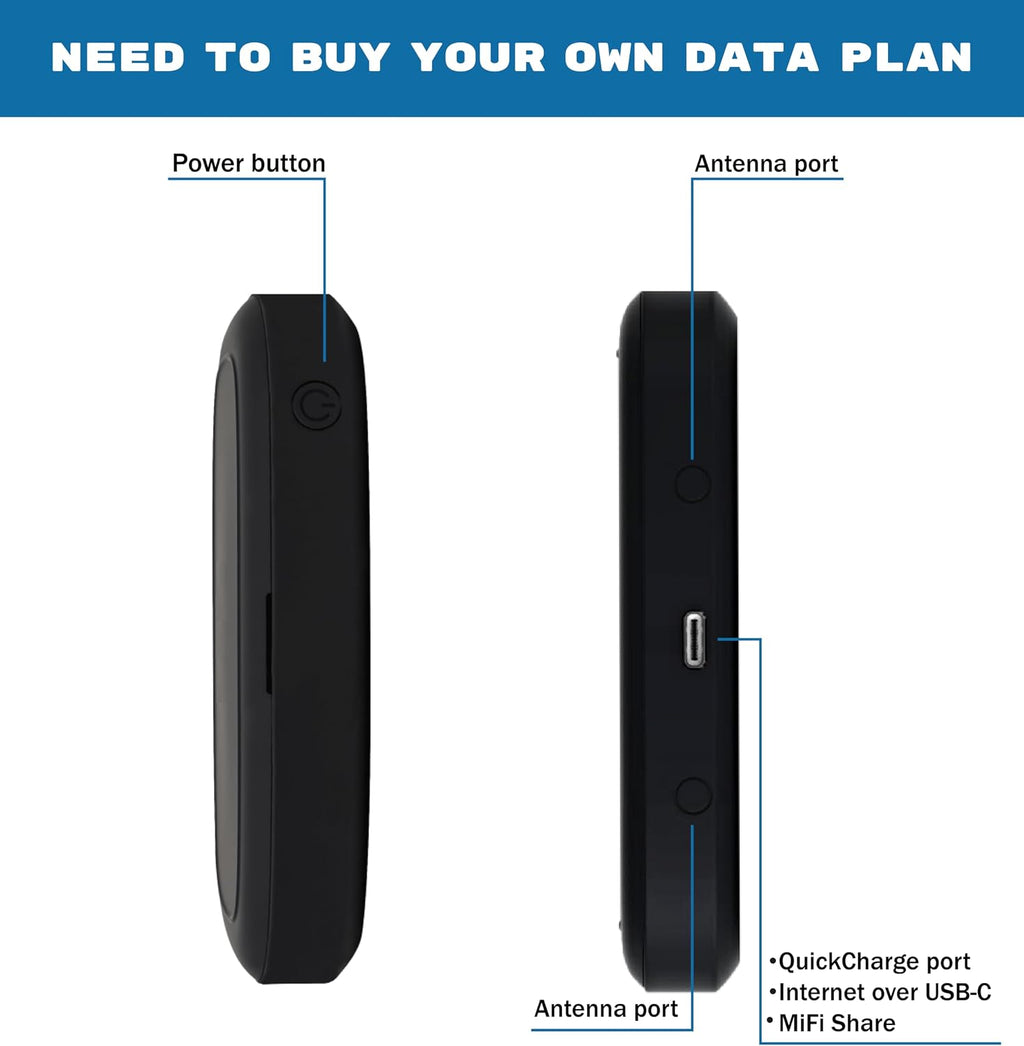 AT&T Wireless Hotspot Pocket WiFi 4G LTE MiFi 8000, Free VPN Mobile Hotspot for Travel, 4G Mobile Portable WiFi, Unlocked Globally, Near 5G Speed up to 1200 Mbps, EVDO-LINK Bundle