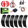 900 Watts Wind Solar Powered System(Hybrid System Kit): 6pcs 100W Flexiable Solar Panel +300W Wind Turbine Generator + Solar Controller+Wind Controller+Accessories