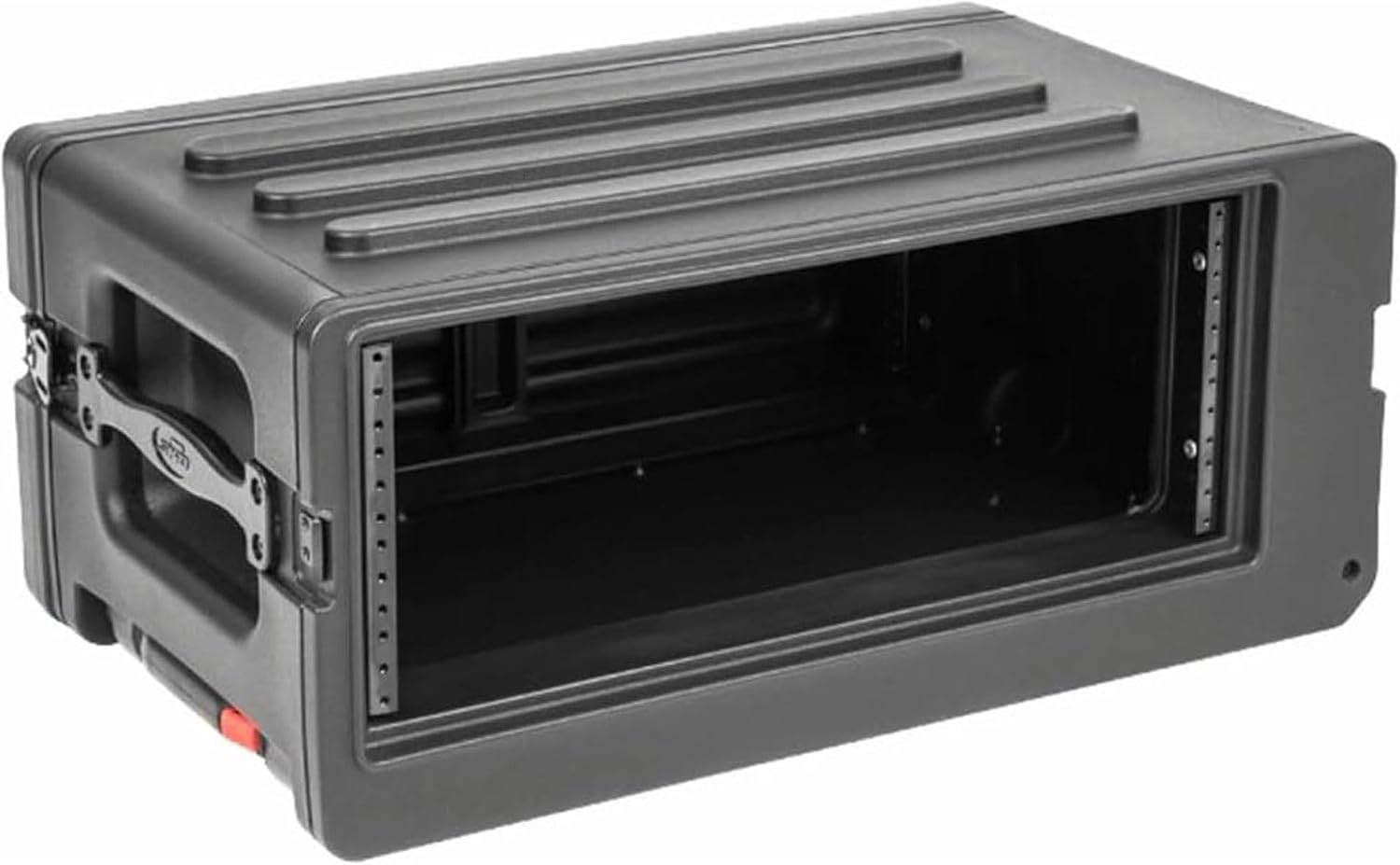 SKB 4U rSeries Shallow Rolling Rack with Integrated Back Wheels and 1-Touch Pull Handle, Comes with 8 Rack Units and Interlocking Molded Stacking Bars
