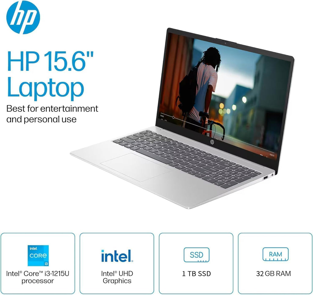 HP 2025 Touchscreen Laptop Computer for College Student & Business, 15.6' LED, Intel 13th Gen Core i3-1315U, 32GB RAM, 1TB SSD, Copilot AI, Windows 11 Home, Wi-Fi 6, BT 5.3, HDMI, w/Accessory