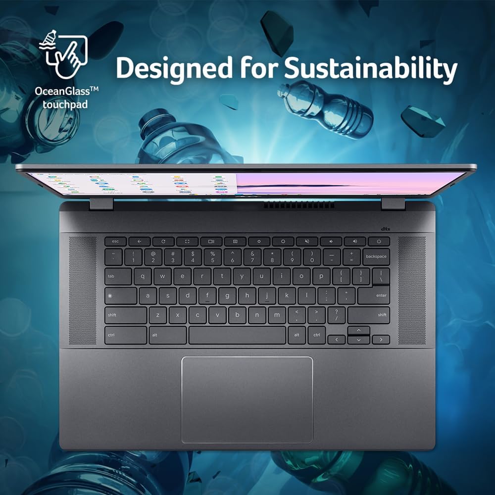 acer Chromebook Plus 515 Laptop with Google AI – 15.6' Full HD 1920 x 1080 IPS Touch Display | Intel Core i3-1305U | 8GB LPDDR5X | 256GB SSD | Wi-Fi 6E | FHD Camera | Chrome OS | CB515-2HT-33M4