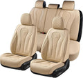 Coverado Automotive Seat Covers, Car Seat Covers Full Set, Beige Car Seat Cover, Car Seat Cushion Waterproof, Front Seats Back Seat Covers, Car Seat Protector Universal Fit Most Cars