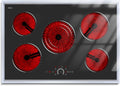 Hobsir 30 Inch Electric Cooktop, Electric Stove Top Burner, 5 Burner 30 Cooktop, Built-in Circular Slide Ceramic Stove with Glass Metal Frame, Timer, Safety Lock, 8700W, 220V-240V Hard Wire (No Plug)