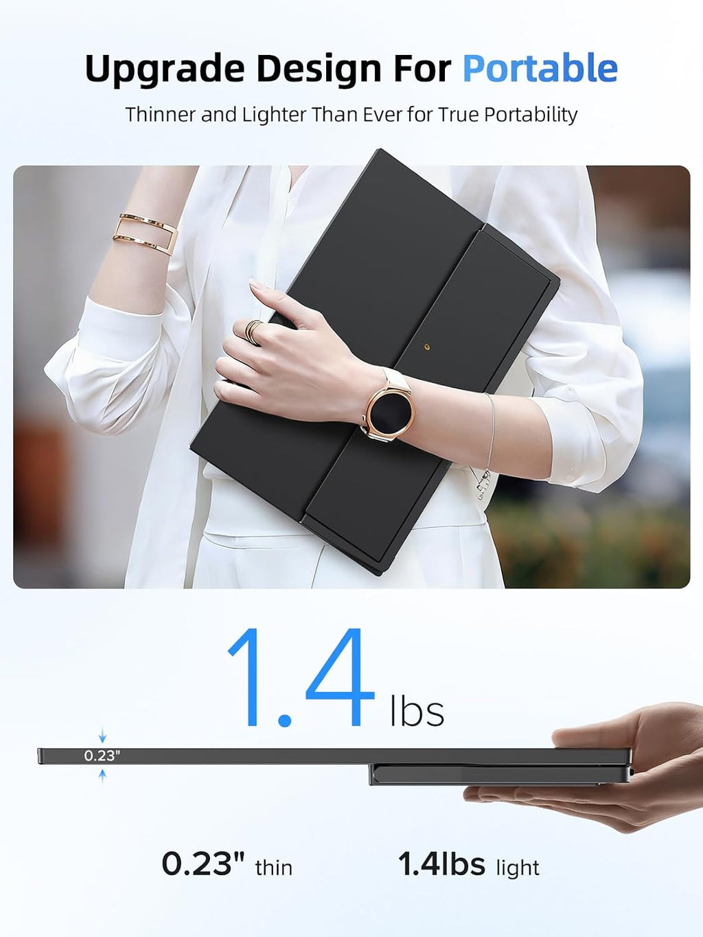 UPERFECT Portable Monitor Touchscreen 15.6 Inch 125% sRGB Travel Monitor Built-in Adjustable Stand, Speaker, VESA Mountable, USB-C HDMI Ultra-Slim Second Screen for Laptop Mac-Book Phone Game Console