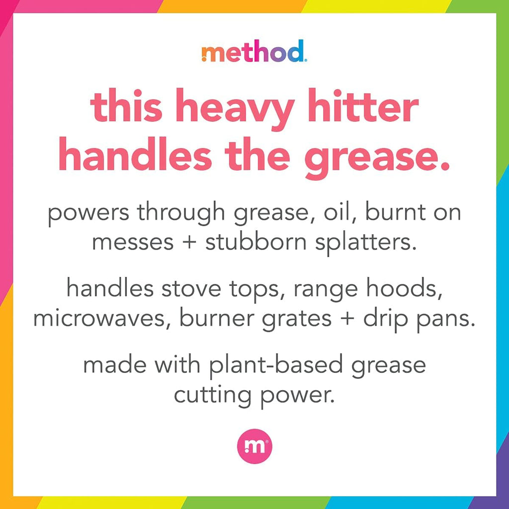 Method Heavy Duty Degreaser, Lemongrass Scent, Oven Cleaner & Stove Top Cleaner, 28 Oz Spray Bottles (Pack of 24)