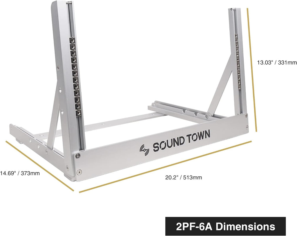 Sound Town 6U Aluminum 2-Post Desktop Open-Frame Rack, Angle Adjustable, for Audio/Video, Network Switches, Routers, Patch Panels (2PF-6A)