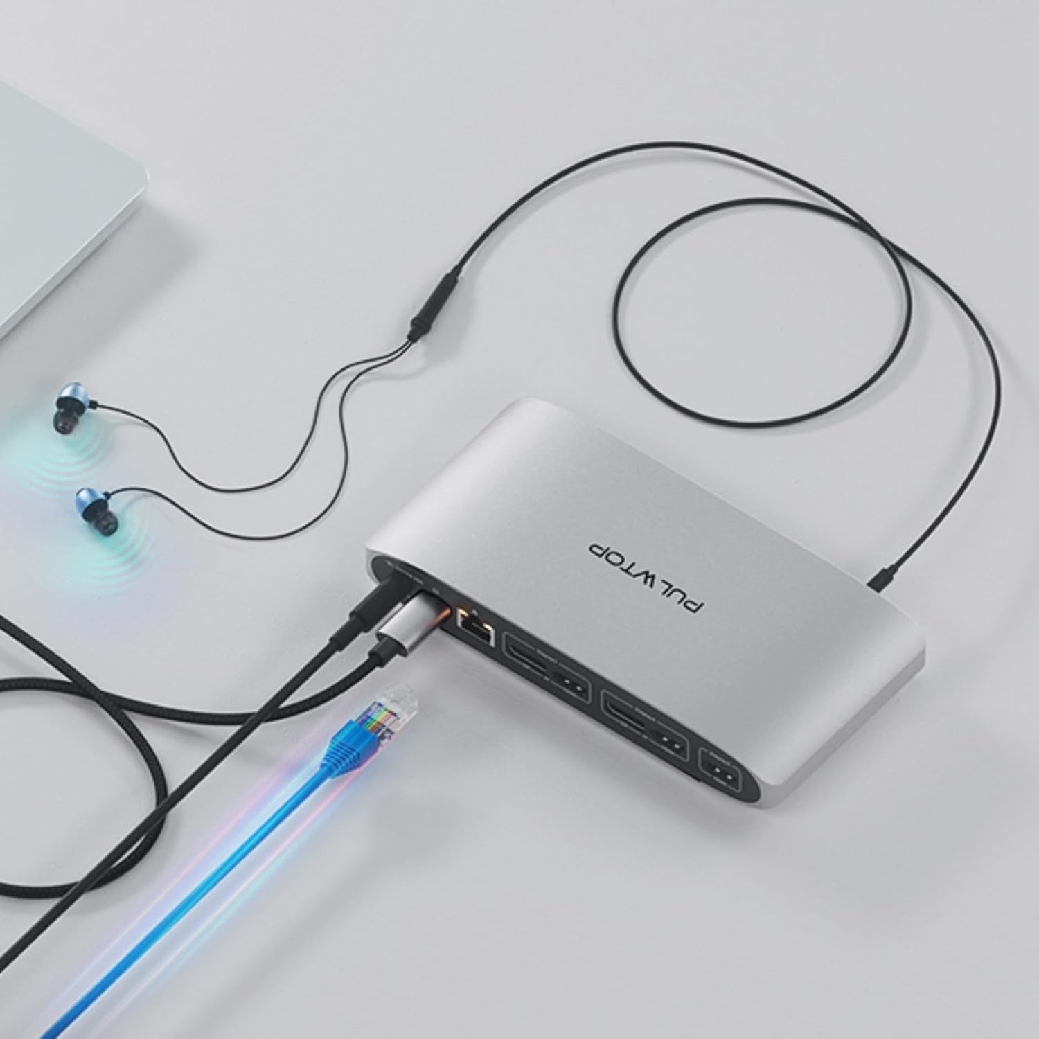 DisplayLink Docking Station Triple Monitor with 140W Power Adapter, PULWTOP 4K@60Hz Laptop Docking USB C Dock for MacBook M1/M2/M3, Windows, 3xHDMI, 2xDisplayPort,5xUSB C/USB A Data/Charging