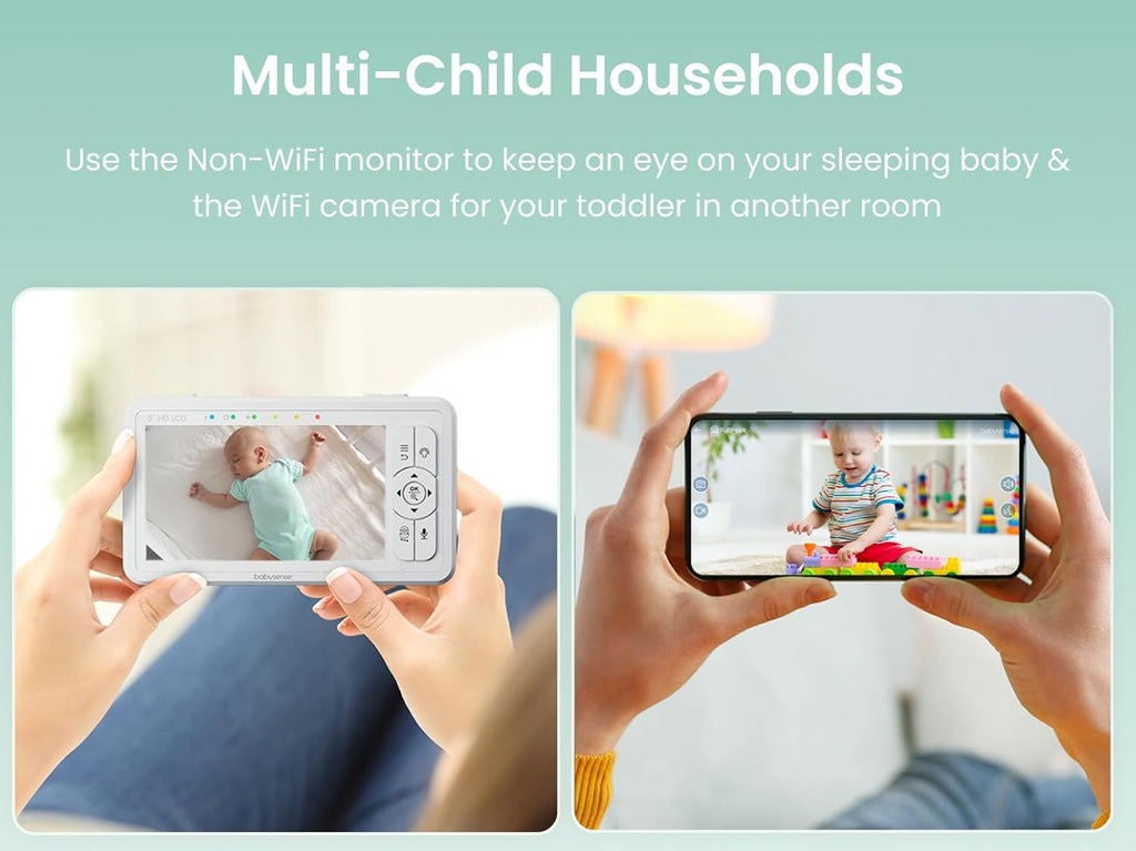 Babysense HDS2 5' HD Non-WiFi Baby Monitor Bundle with FullPeek WiFi Camera (2 Items)