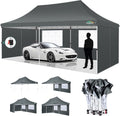 COBIZI 10x20ft Pop Up Canopy Tent with 6 Removable Sidewalls, Easy Up Commercial Canopy, Waterproof and UV50+ Gazebo with Portable Bag, Adjustable Leg Heights,Party Tents for Parties, with 4 Sandbags