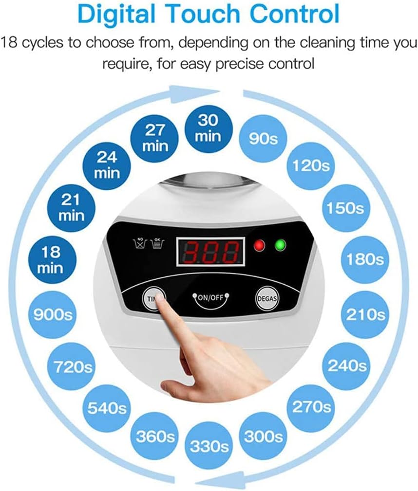 Small Household Ultrasonic Washing Machine, Digital Ultrasonic Cleaner for Jewelry Glasses Watches Ultrasound Machine Cleaning Device 40Khz 600Ml,Gray