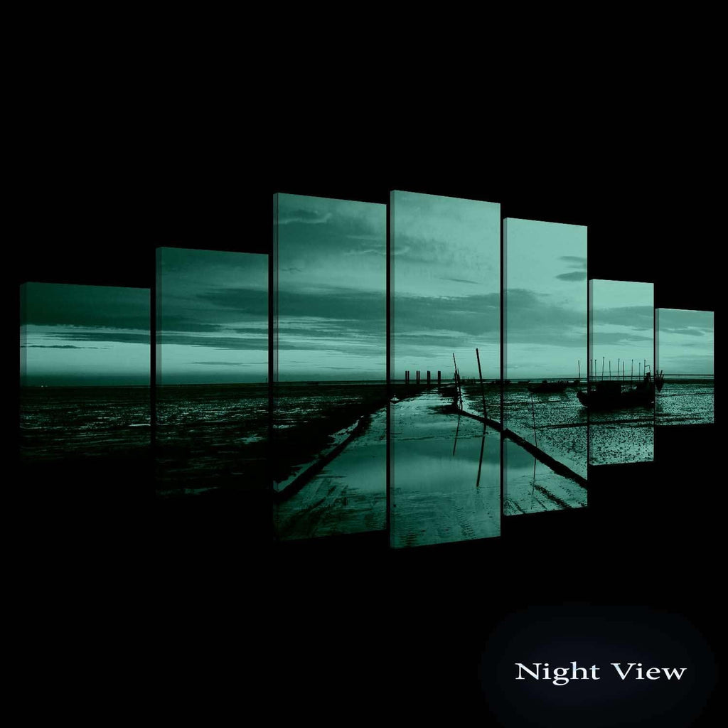 Startonight Huge Canvas Wall Art Purple Sea View - Large Framed Set of 7 40' x 95'