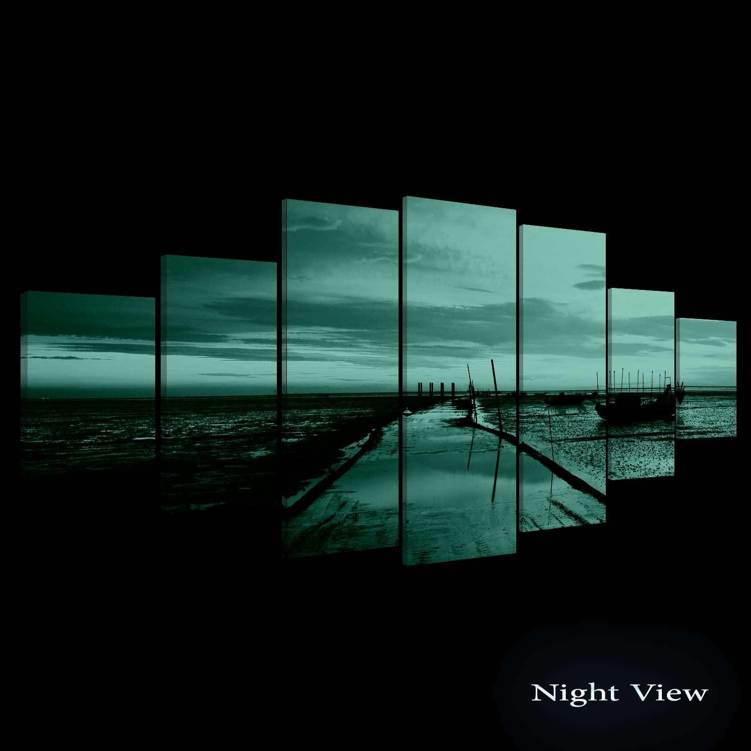 Startonight Huge Canvas Wall Art Purple Sea View - Large Framed Set of 7 40' x 95'