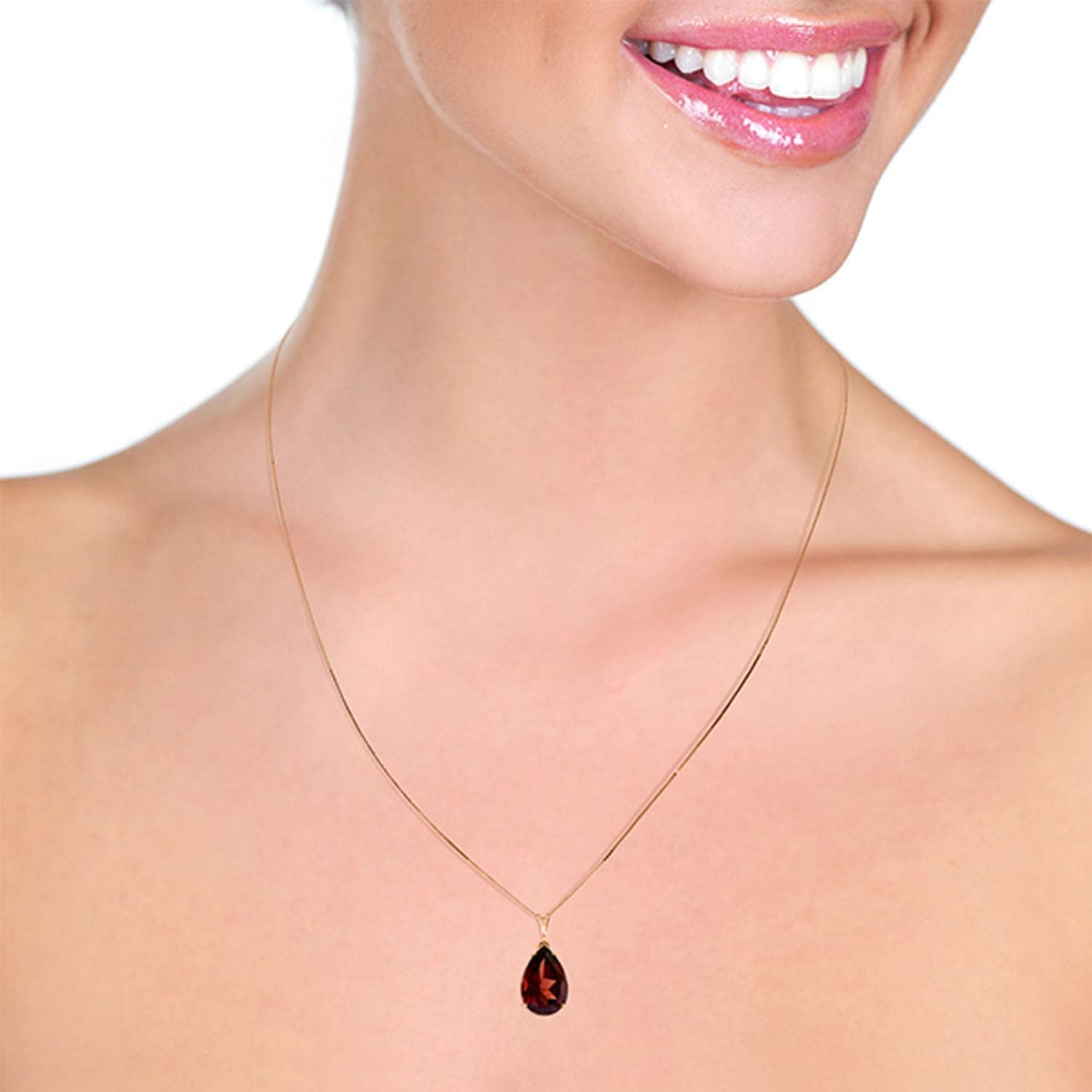 Galaxy Gold 14K Solid Gold Natural Garnet Pendant Necklace for Women - Rose Gold Fine Jewelry