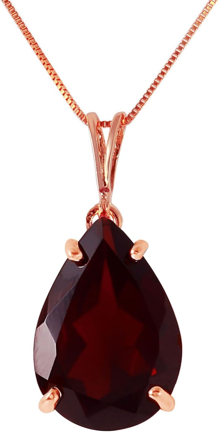 Galaxy Gold 14K Solid Gold Natural Garnet Pendant Necklace for Women - Rose Gold Fine Jewelry