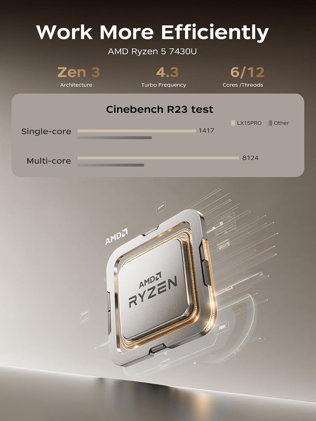KAIGERR 2026 Light Gaming Laptop, ΑΜD Ryzen 7430U (Up to 4.3GHz), 16GB RAM 512GB NVMe SSD, 15.6in IPS Laptop Computer WiFi 6 Bluetooth 5.2, Numeric Keypad, Home Laptops Office Laptops, HDMI Type-C