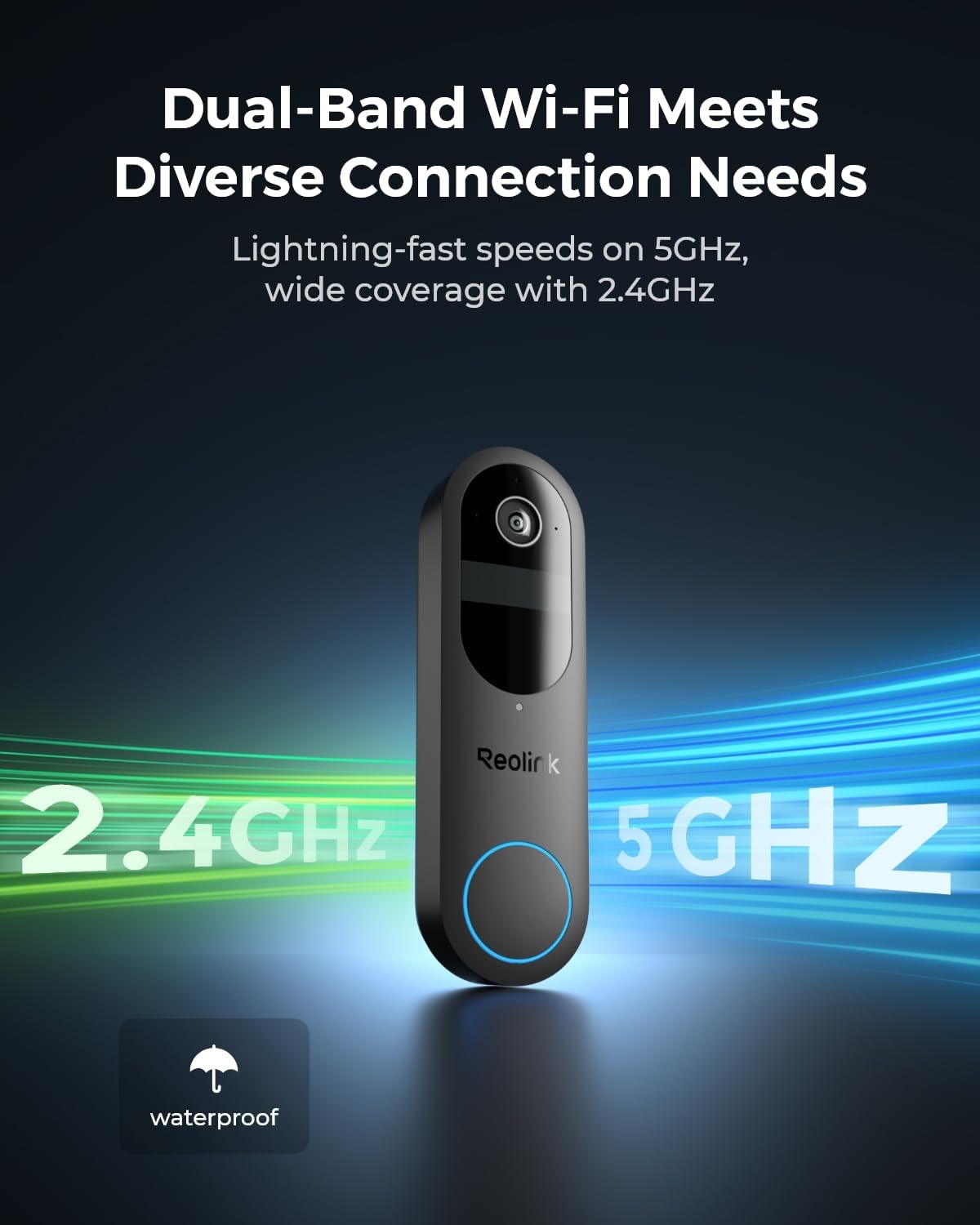 REOLINK Video Doorbell Camera with Chime, 1:1 Head-to-Toe View, 2.4/5 GHz WiFi, Person/Vehicle/Package Detection, No Monthly Fees