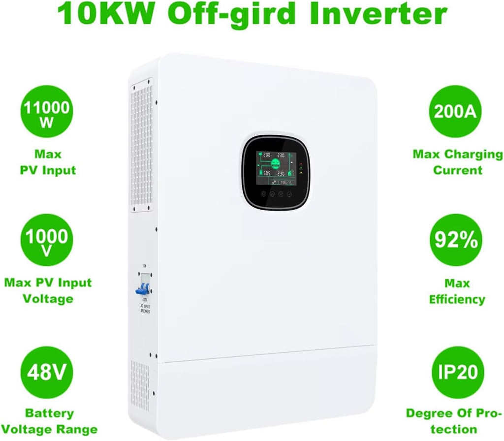 10KW Off Grid Solar System Complete Kit with 16PCS*550W Solar Panels 48V 10KW Off Grid Inverter 2Sets 51.2V LiFeP04 Battery (16pcs*550W+1 * 10KW Inverter+3Sets*10kwh Battery)