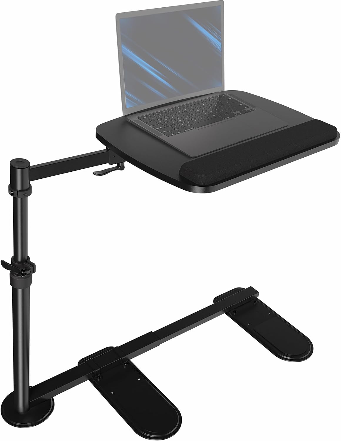 VIVO 20 inch Over Couch Swivel Table, Laptop Desk for Remote Work, Portable Recliner Workstation with Height Adjustable Swing Arm, Black, DESK-ST02C