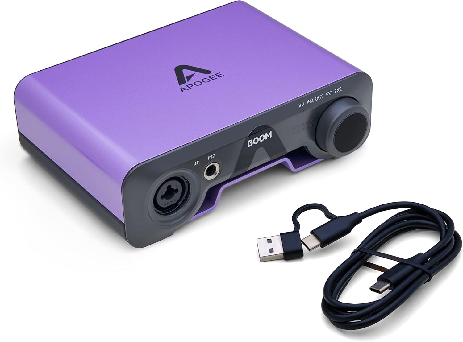Apogee Boom USB Audio Interface For Musicians, Podcasters, and Streamers- Featuring 2 channels, Studio Microphone Pre Amp, 24bit/192kHz sample rate, hardware DSP, Headphone Amp, and Ableton Live Lite