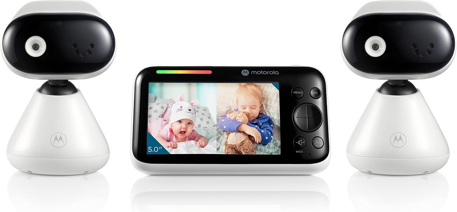Motorola Nursery Video Baby Monitor with 2 Cameras and Audio, Wall or Table Mount , Long Range, 2-Way Audio, Temperature Sensor, Lullabies, White Noise, No WiFi, PIP1500-2