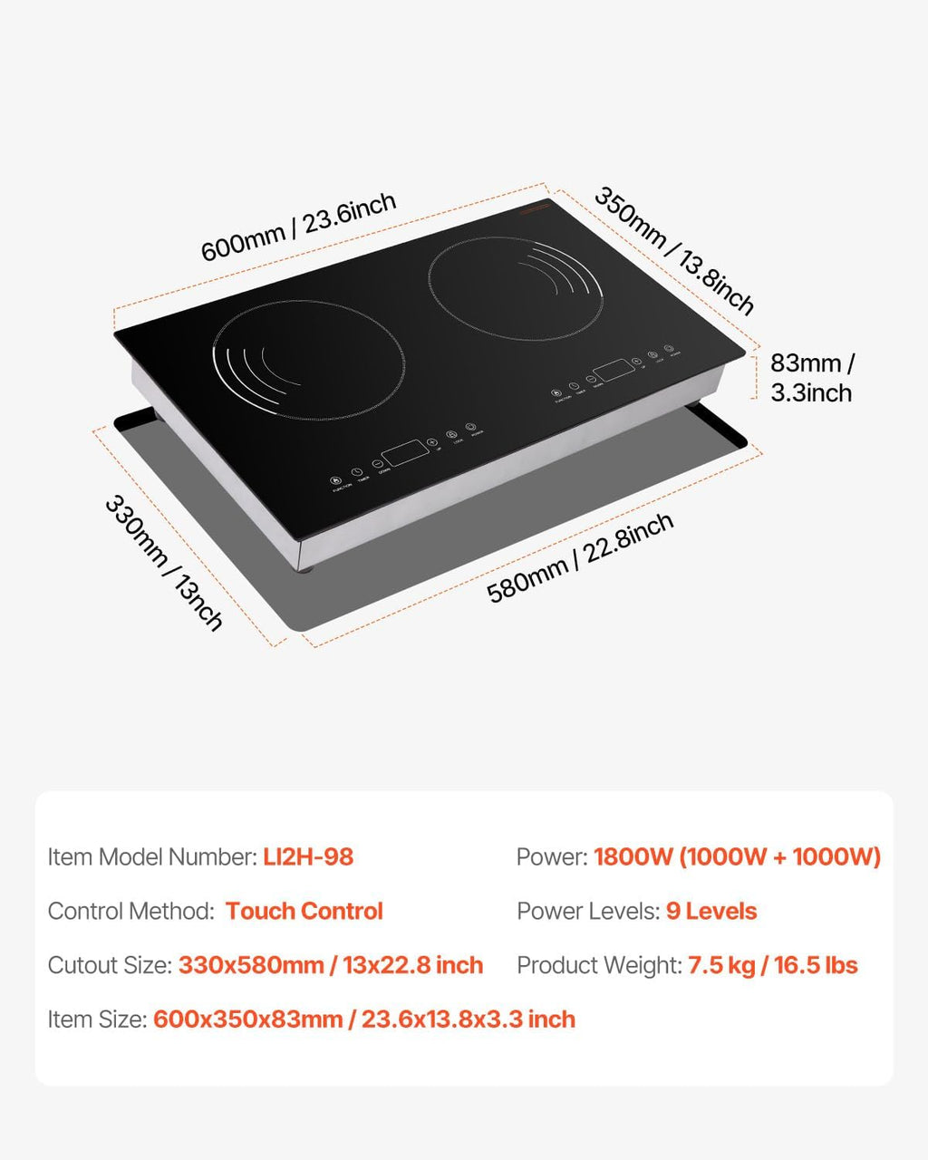 Happybuy Induction Cooktop - Your Ultimate Cooking Companion! This 1800W electric countertop burner comes with 2 burners and touch - control operation.