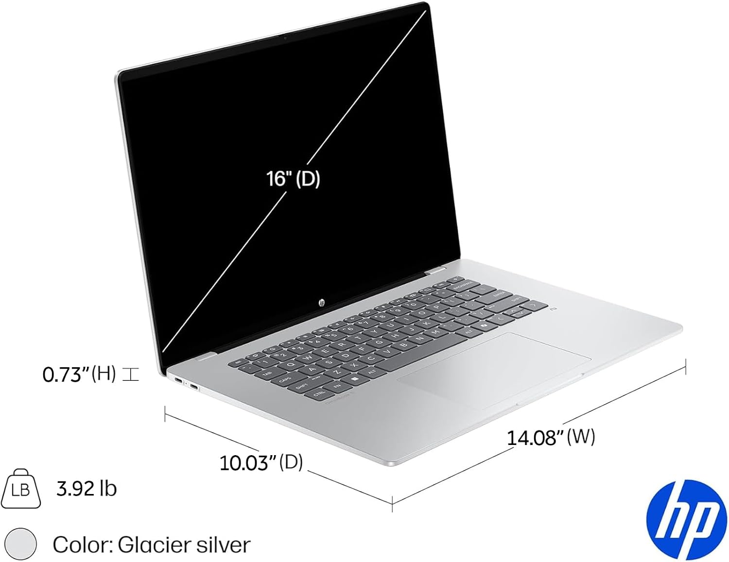 HP OmniBook 5 16 inch Next Gen AI PC Laptop, 2K IPS Touchscreen Display, Intel Core Ultra 7 255U, 16GB RAM, 512GB SSD, Windows 11 Home, WiFi 6E, Glacier Silver, w/Mytrix Accessory Lifetime Office