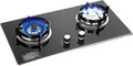 28' Black Gas Cooktop 2-Burner Cooktops with Strong Flame Natural Gas Stove, Built-In Countertop Gas Stovetop Cooktops Gas Cooker for Griddle, Pan