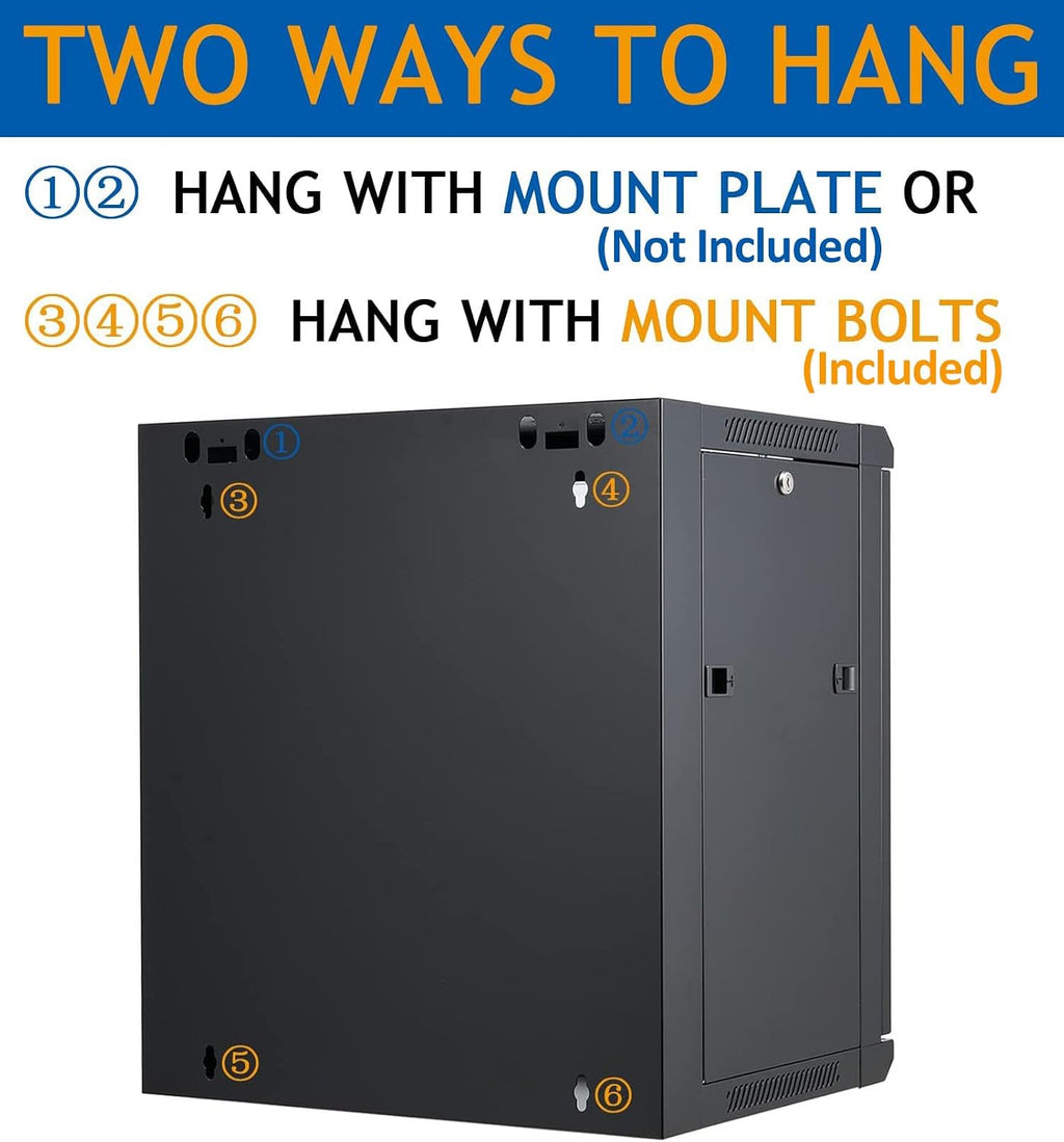 12U Wall Mount Server Cabinet Network Rack Enclosure Locking Glass Door