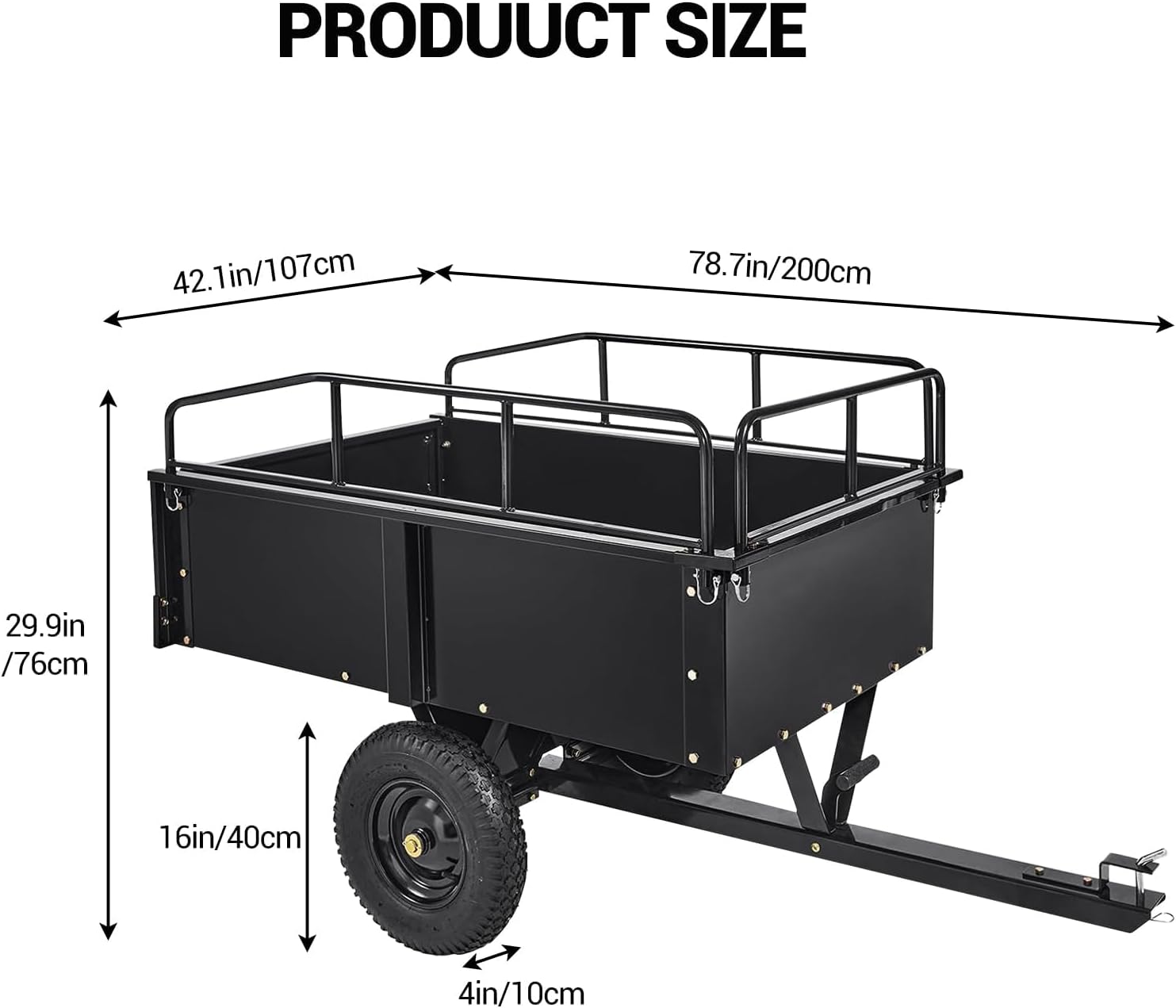 Garvee 750 LBS Utility Trailer, 15 Cubic Feet Heavy Duty Steel Dump Cart Garden Trailer with Removable Sides,Hand Pull or Foot Pedal Garden Dump Cart for ATV, UTV, Lawn Mowers and Tractors