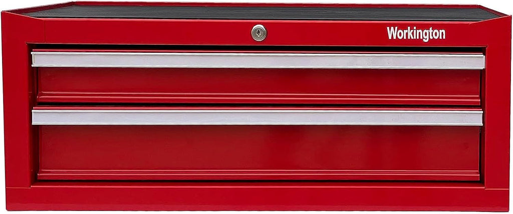 Workington Industrial 2 Drawers Portable Metal Intermediate Box, 26' Middle Tool Chest Cabinet with Ball Bearing Drawer Slides, Steel Tool Storage Box Organizer 4008 Red
