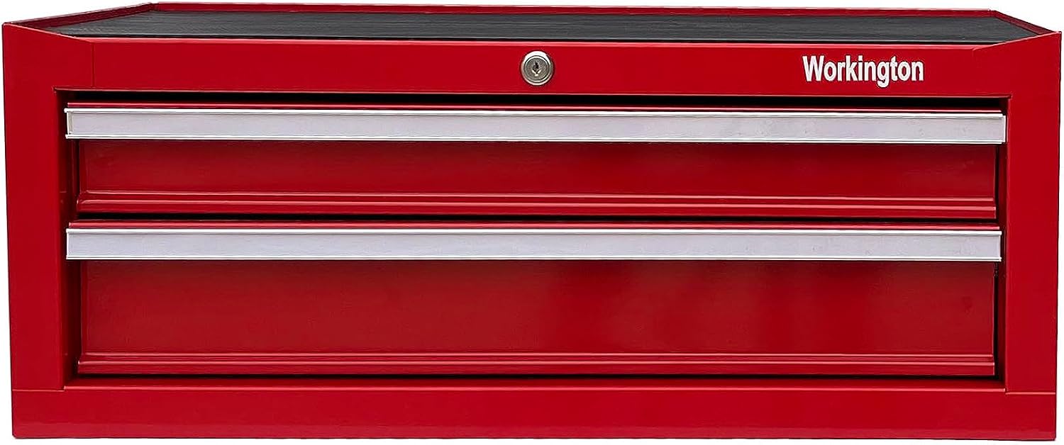Workington Industrial 2 Drawers Portable Metal Intermediate Box, 26' Middle Tool Chest Cabinet with Ball Bearing Drawer Slides, Steel Tool Storage Box Organizer 4008 Red