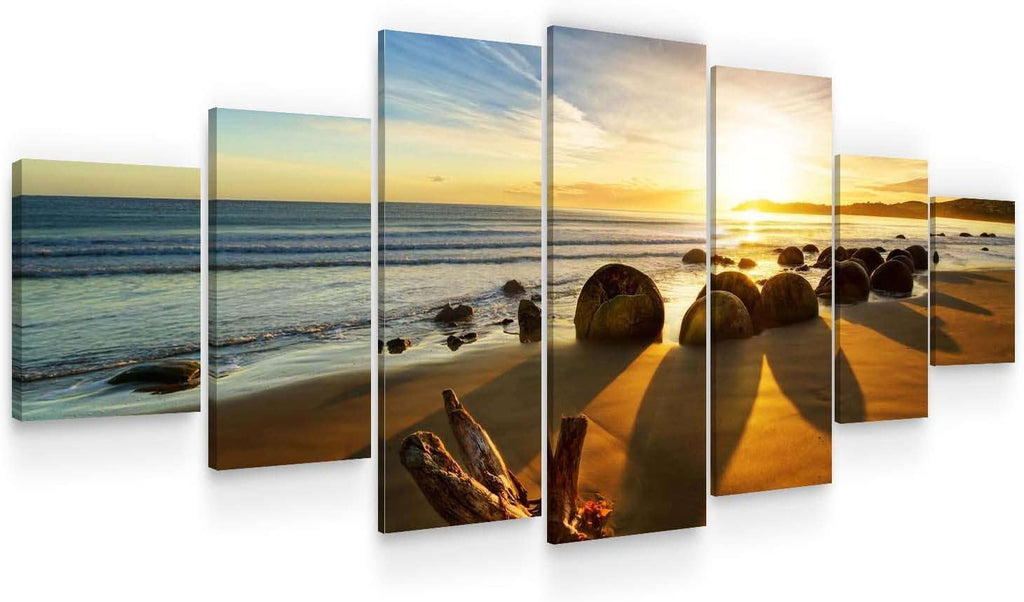 Startonight Huge Canvas Wall Art Beautiful Sunrise At The Beach - Large Framed Set of 7 40' x 95'