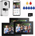 Wired Video Doorbell Apartment Intercom with 7 inch Touch Monitor System,1080P Doorphone Door Camera,TUYA WiFi Smart Home Video Intercom Door Phone Kits for Home Villa (1 doorbell+3 Monitor)