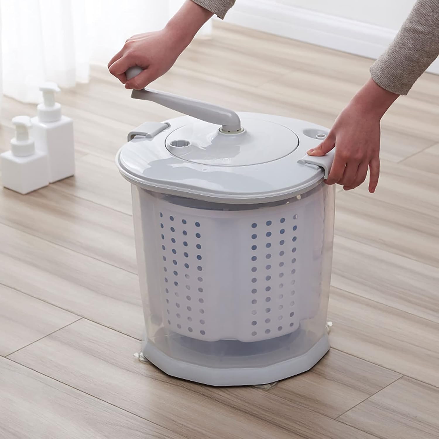 Portable Mini Washing Machine, Manual Washing Machine Underwear Laundry Washer for Home Dormitory Gray