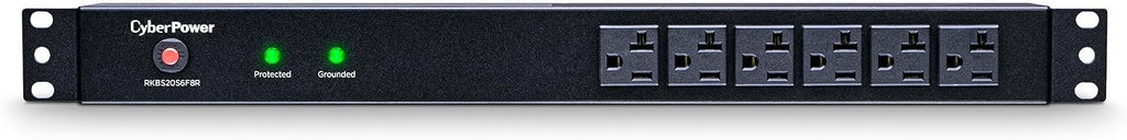 CyberPower RKBS20S6F8R Rackbar Surge Protector, 20A 120V, 14 NEMA 5-20R Outlets (6 Front, 8 Rear), 1U Rackmount, NEMA 5-20P Plug, 15 ft Cord, 1800J Surge Protection, EMI/RFI Filter, Metal Housing