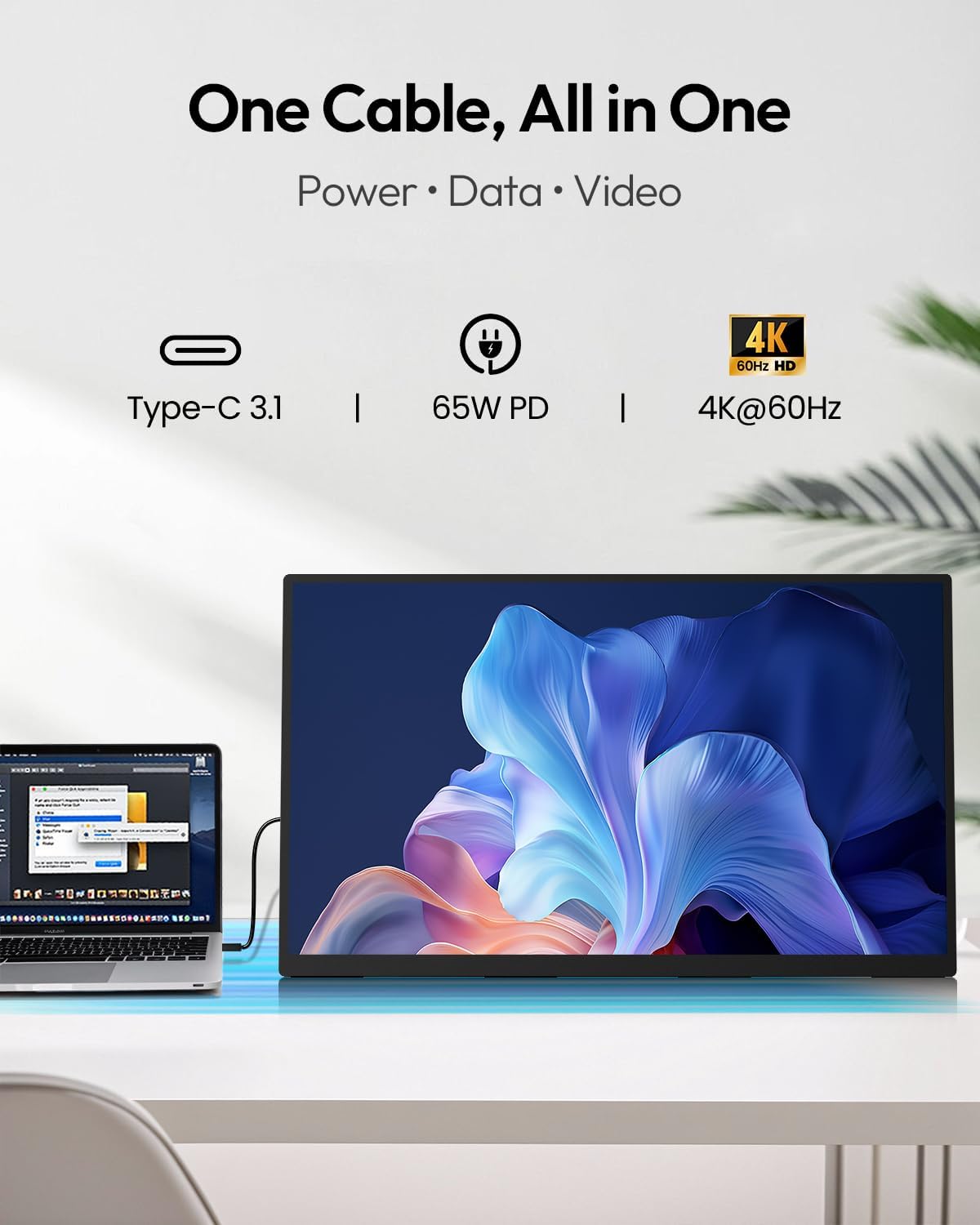MESWAO 24 Inch Portable Monitor 120Hz FHD IPS Laptop Screen Extender, Large Travel Monitor with NO-Tipping 180° Stand & VESA, HDMI USB-C Second Screen for MacBook PC Home Office Gaming