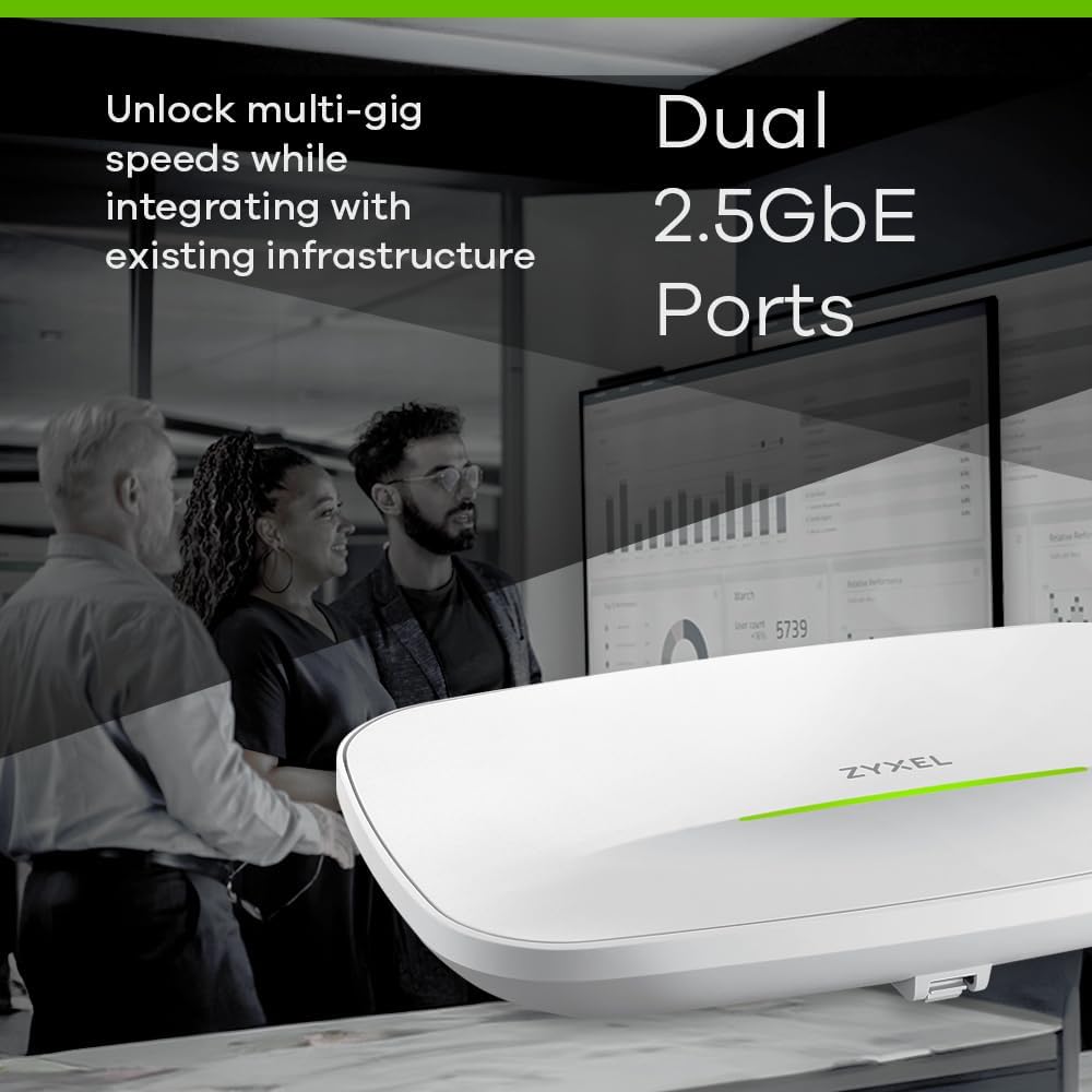 Zyxel WiFi 7 BE12300 Wireless Dual-Radio Access Point | 2 x 2.5G Ethernet | PoE+ or USB Type C Powered (not Included) | Cloud, App or Direct Management [NWA210BE]