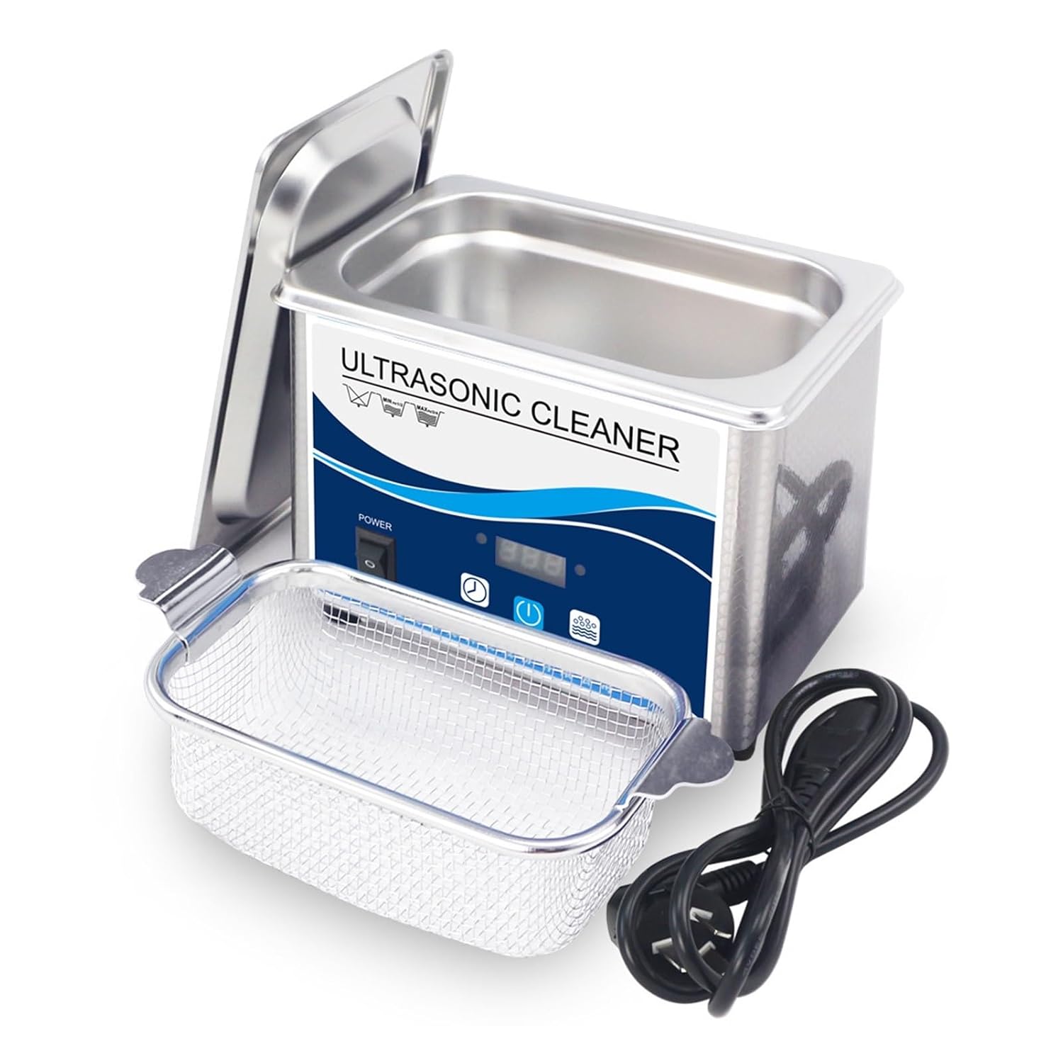 Ultrasonic Cleaners, 800ml 80W Ultrasonic Cleaner Stainless Steel Washing Bath Machine Glasses Jewelry Watch Denture Mini Ultrasound Wave Cleaning Tank
