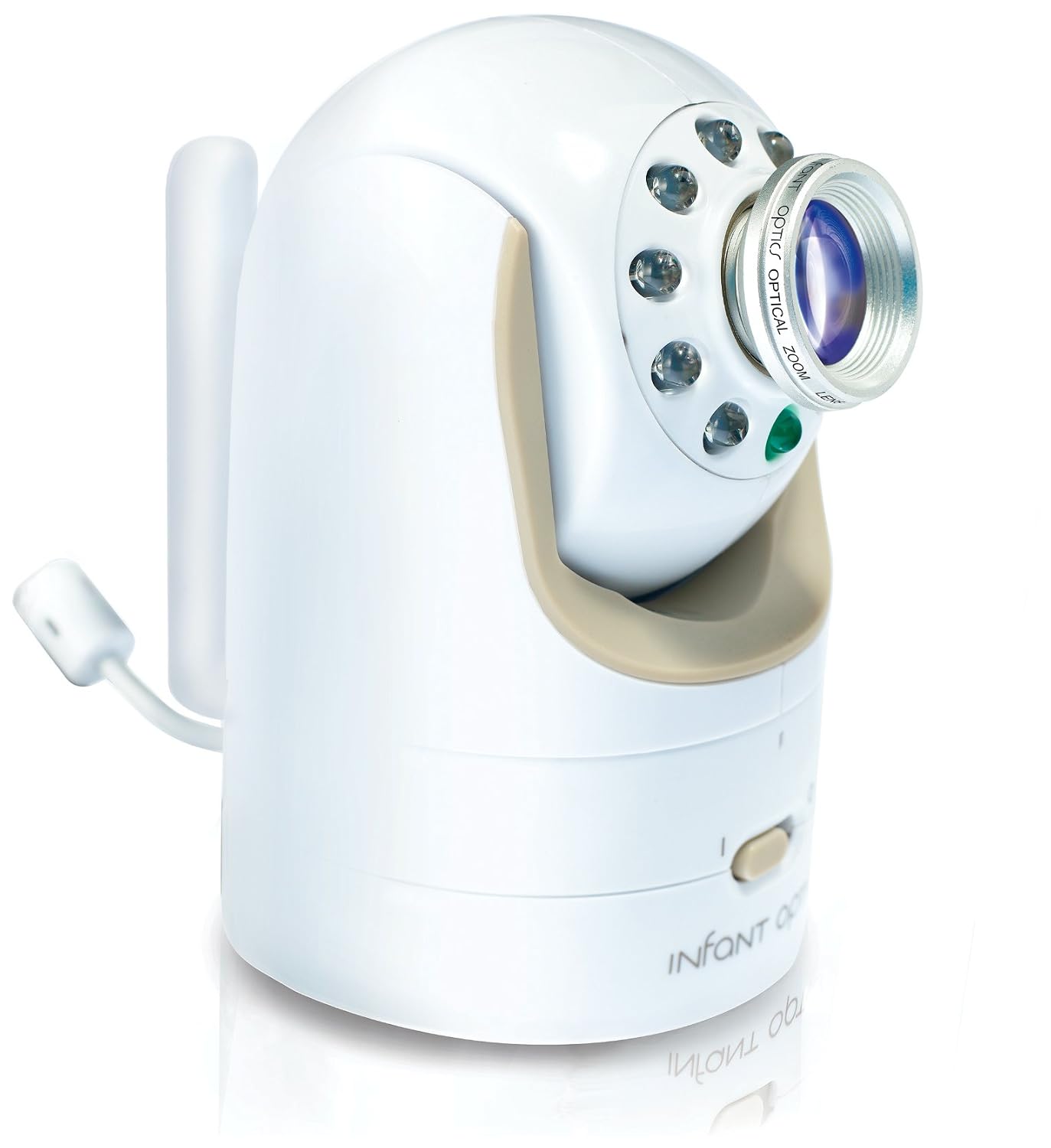Infant Optics DXR-8 480p Video Baby Monitor, Non-WiFi Hack-Proof FHSS Connection, Interchangeable Lenses, Pan Tilt Zoom, LED Sound Bar, Night Vision, and Two-Way Talk.