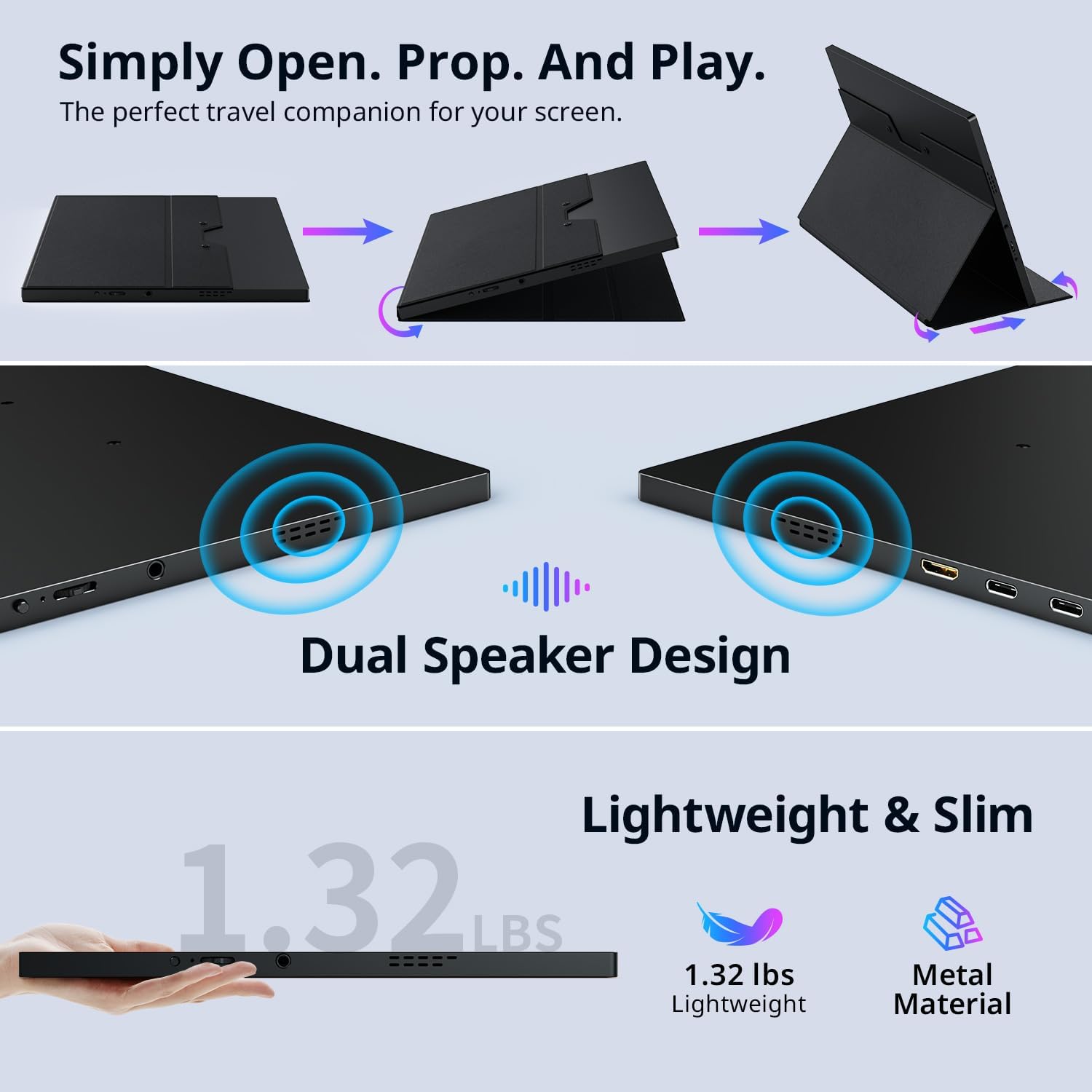 AYY 4k Portable Monitor Touchscreen, 13.4' 3840x2160 Second Screen 100% sRGB,400cd HDR USB C Ultra Slim IPS Laptop Monitor, for Mac Switch