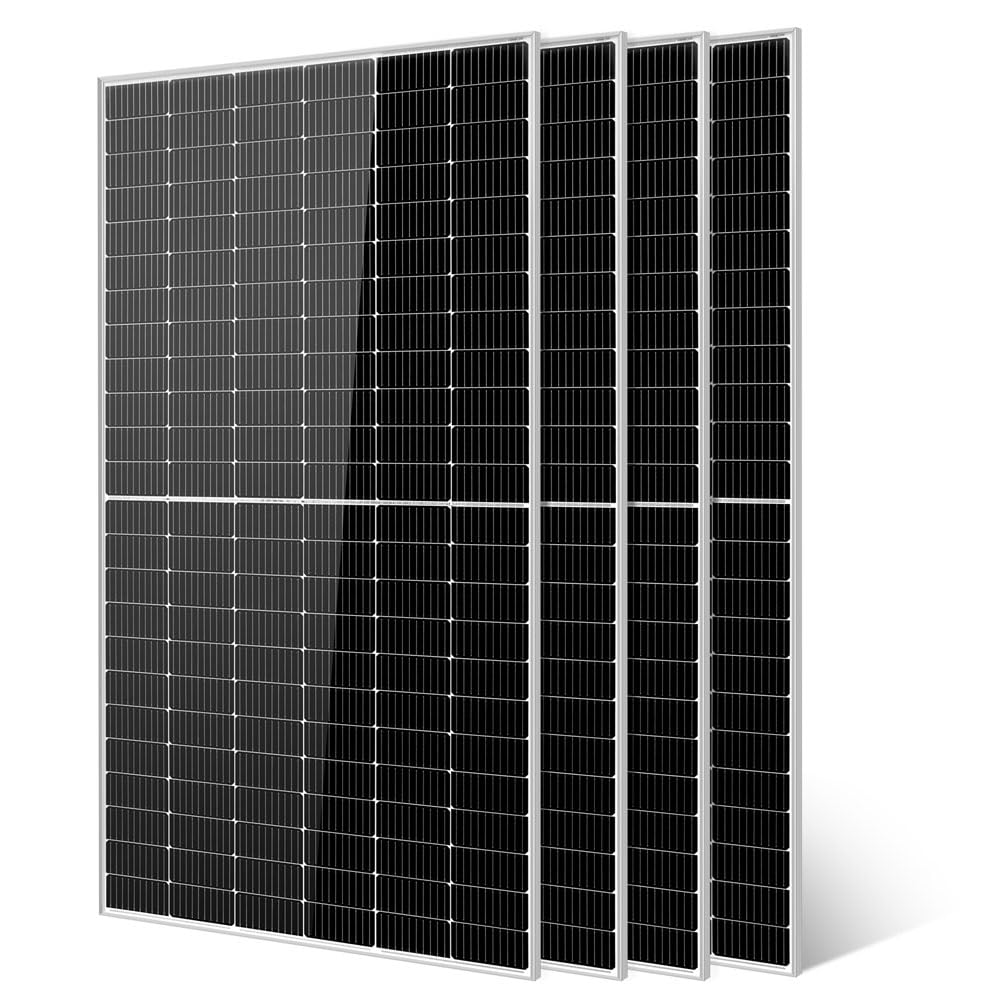 SUNGOLDPOWER 4PCS 550W Solar Panel,UL61730,18BB Monocrystalline Grade A Cell,Rigid,High Efficiency,IP68，Charging 12V/24V/48V Battery on Rooftop,Yard,Marine,on/Off Grid System CEC Listed (Total 2200W)