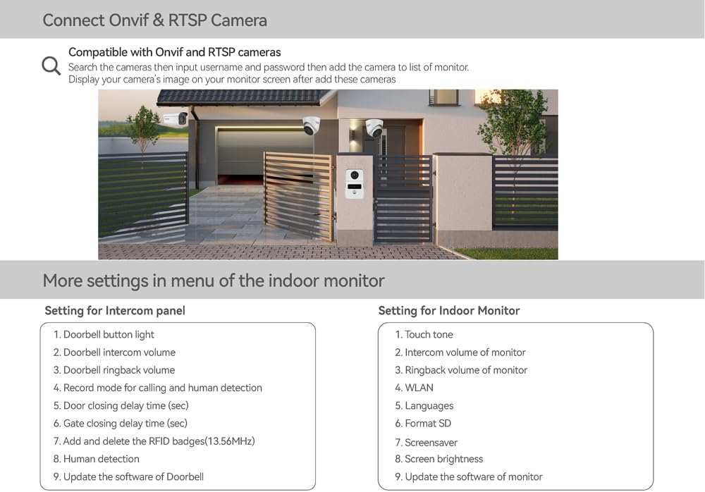 2pin-Wired 2MP HD Indoor 7' WiFi Monitor Smart Home Video Doorbell Intercom System, Remote APP Phone Unlock Video Record Motion Detect 2-Way Talk IR Camera Door Bell 1x doorbell + 1x 7in Monitor