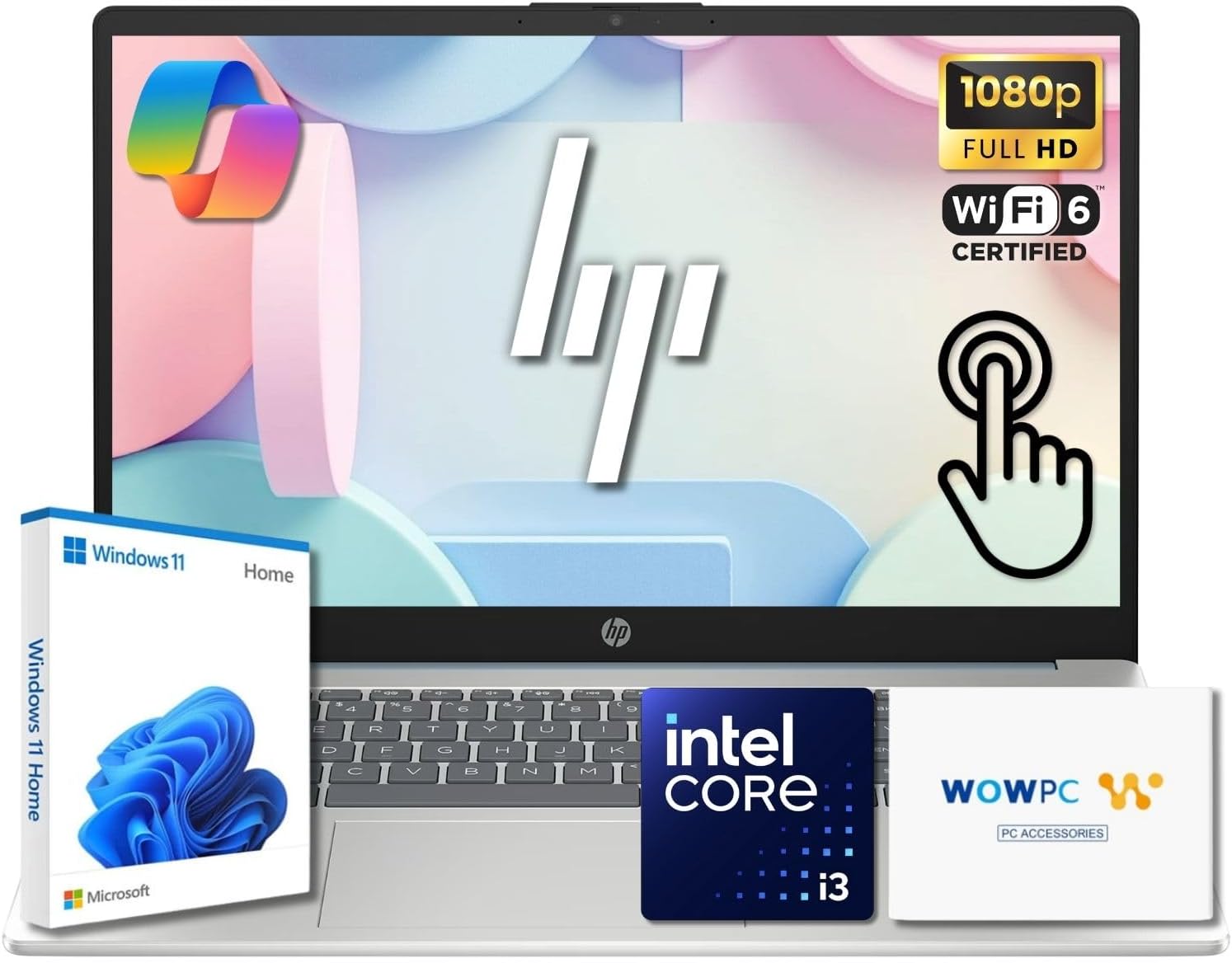 HP 15.6' Pavilion FHD Touchscreen Laptop | Intel Core i3 | 8GB DDR4 | 756GB Storage (256GB PCIe SSD + 500GB External) | Windows 11 | Numeric Keypad | Wi-Fi 6 & Privacy Webcam | Up to 10H Battery