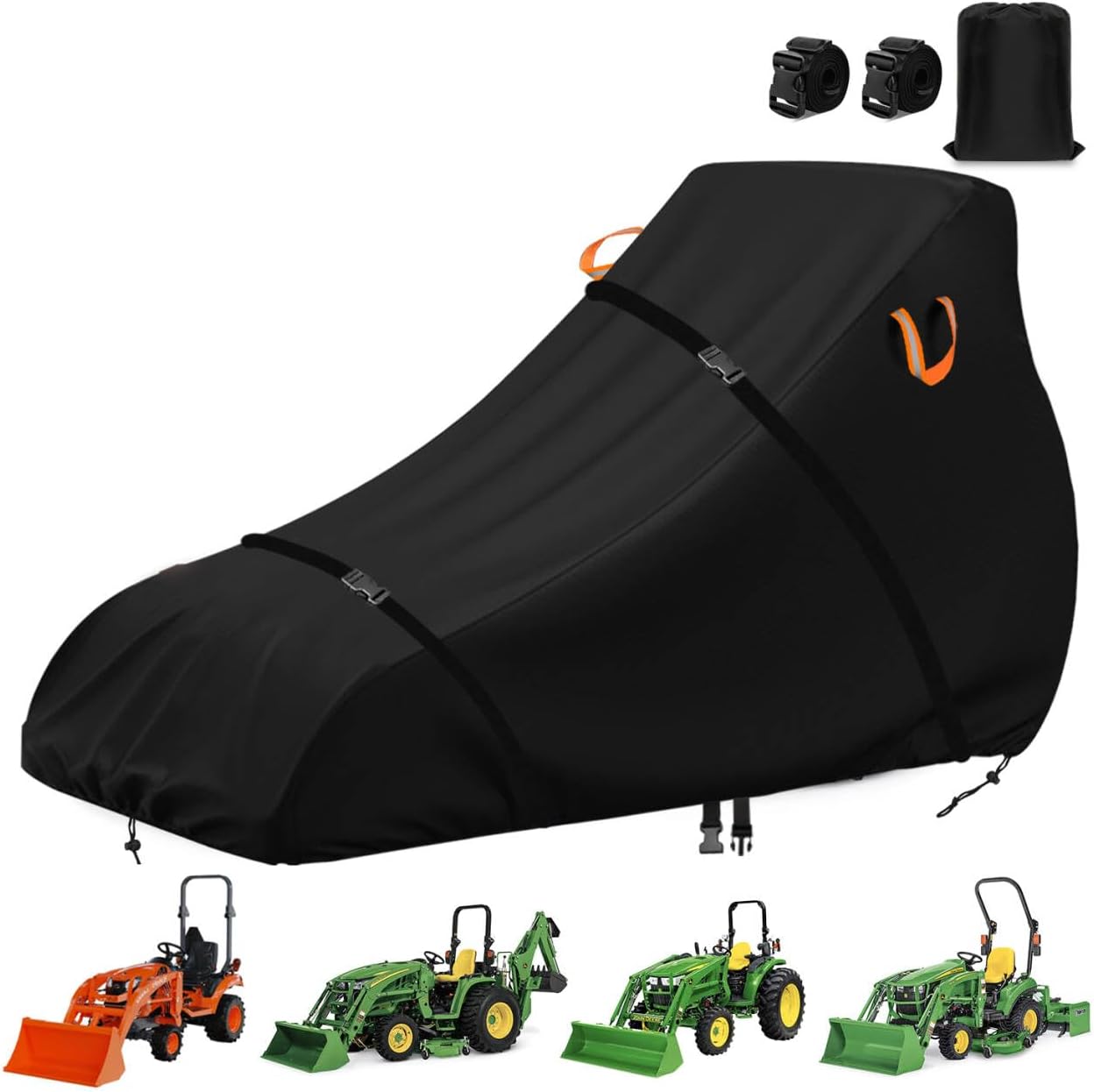 Compact Tractor Cover,Farm Riding Utility Tractor Full Covers Waterproof Heavy Duty,Durable Anti-UV 600D Polyester,Fits for John Deere, Kubota, Yanmar,Kioti,Bobcat,189' Lx75 Wx85 H-Aibiley