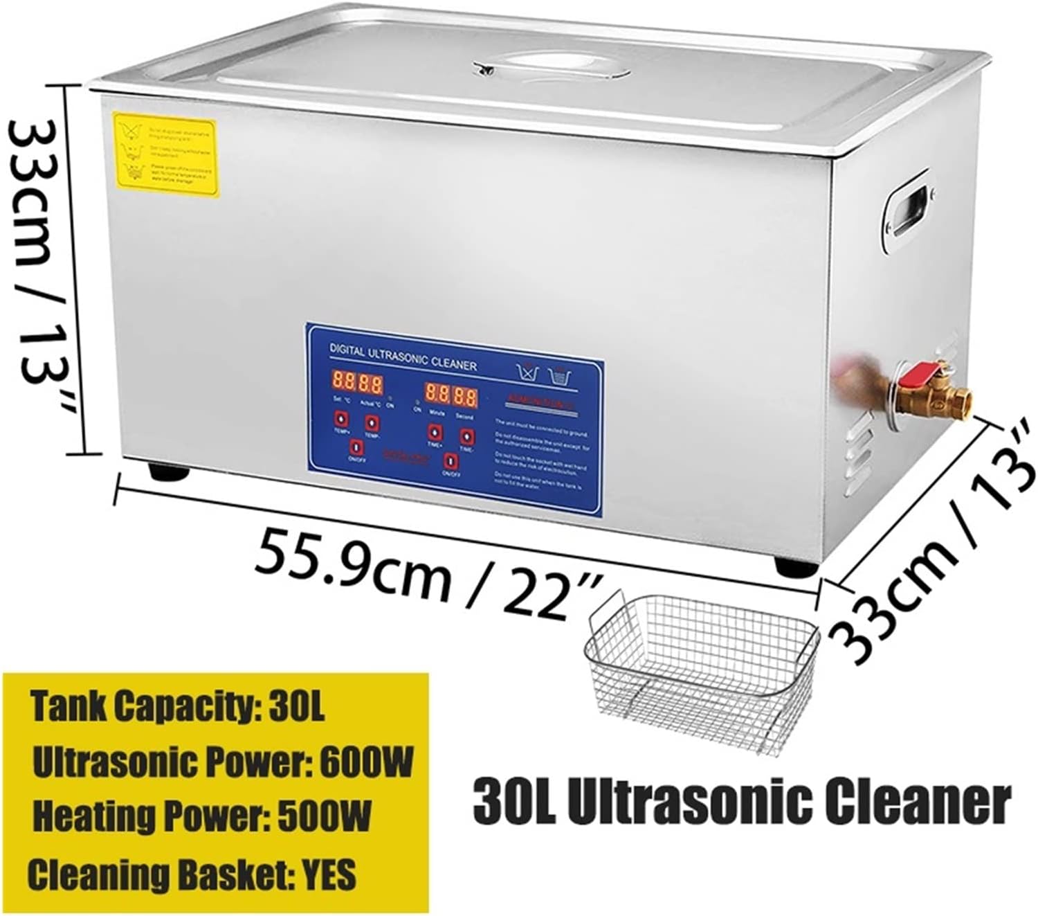 1.3L 2L 3L 6L 10L 15L 22L 30L Ultrasonic Cleaner Lave-Dishes Portable Washing Machine Diswasher Ultrasound Home Appliances for Beginners DIY Use(30L)
