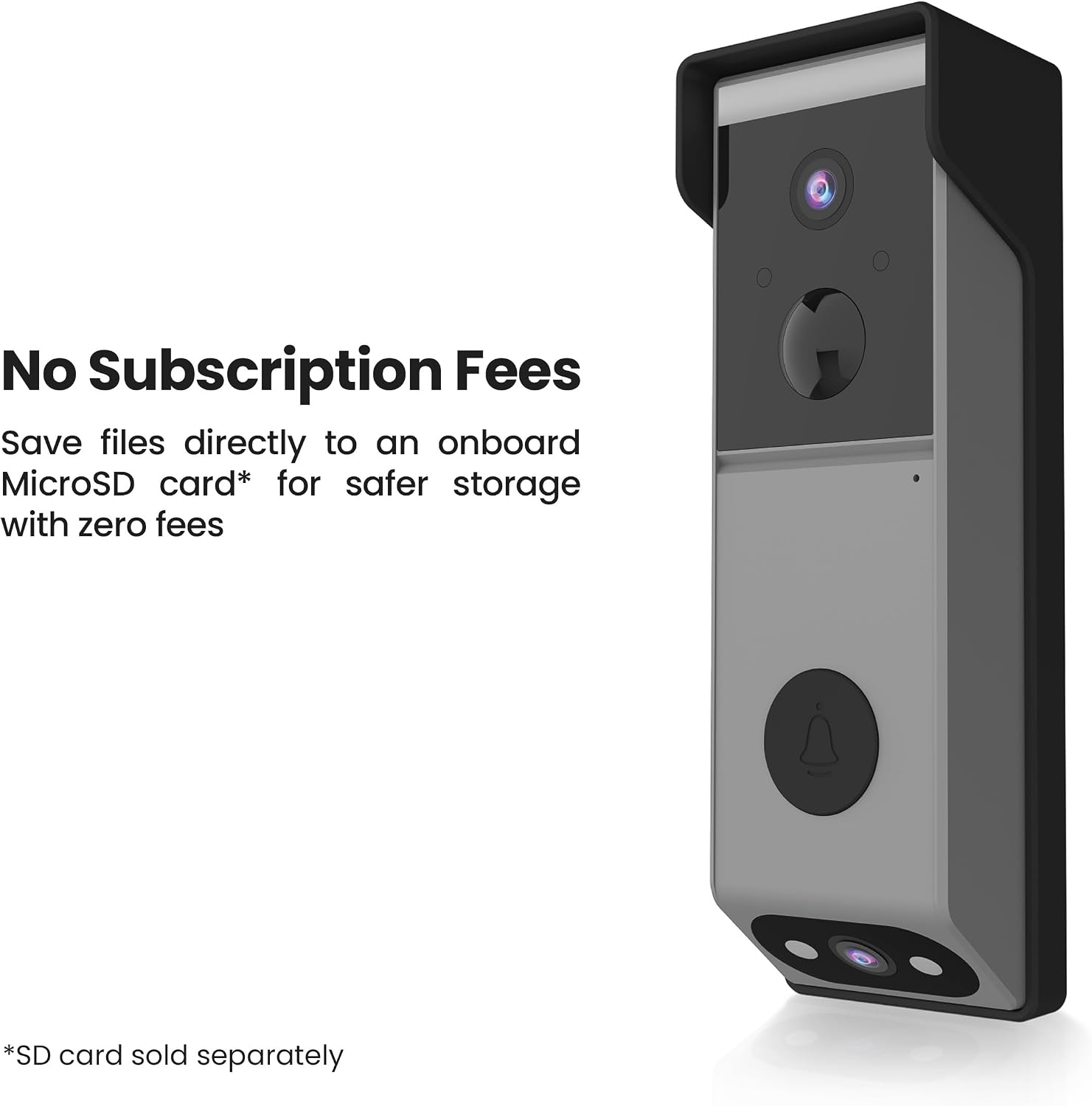 Feit Electric Smart Wireless Doorbell w/Dual-Lens 1080p HD Camera, 24/7 Local Recording, Night Vision, Voice Assistant, AI Detection for People & Packages, Includes Wireless Chime, CAM2/DOOR/WIFI/BAT