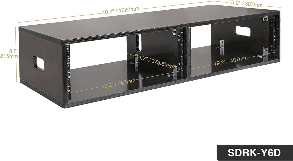 Sound Town DIY 2 x 4U Double-Bay Studio Rack for Home Studio and Recording Room, Baltic Birch Plywood, Black Espresso (SDRK-D4D)