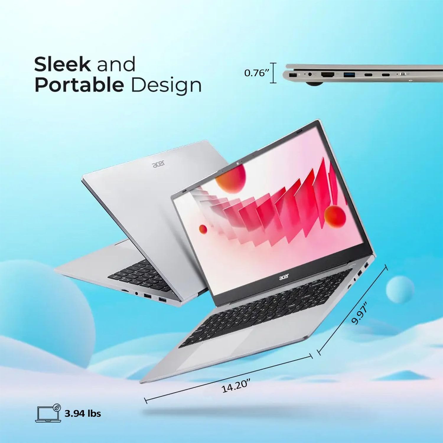 acer Aspire 3 Premium Laptop with Backlit Keyboard | AMD Ryzen 5 7530U CPU | 15.6 FHD IPS Display | 64GB RAM | 2TB PCIe SSD | Type-C | Wi-Fi 6 | Sleek & Portable | Windows 11 Pro