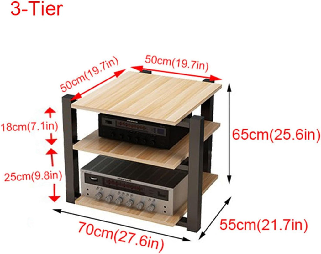 3/4-Tier Media Stand Modern AV Component Cabinet CD Player Stand Corner Audio Rack Tower Wooden Stereo Equipment Storage Cabinet for Home/Office/Theater,D-3-Tier