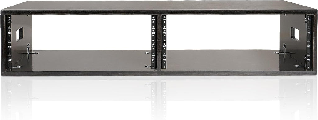 Sound Town DIY 2 x 4U Double-Bay Studio Rack for Home Studio and Recording Room, Baltic Birch Plywood, Black Espresso (SDRK-D4D)